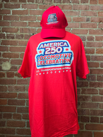 America 250 Locomotive Event Red t-shirt