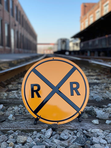 Railroad Crossing Tin Sign